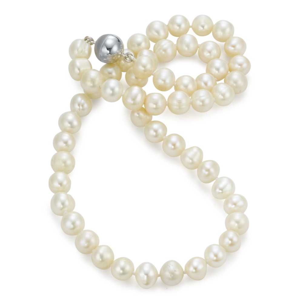 Collier Argent Rhodié perle d'eau douce blanc 7-7.5 mm 42 cm-569387