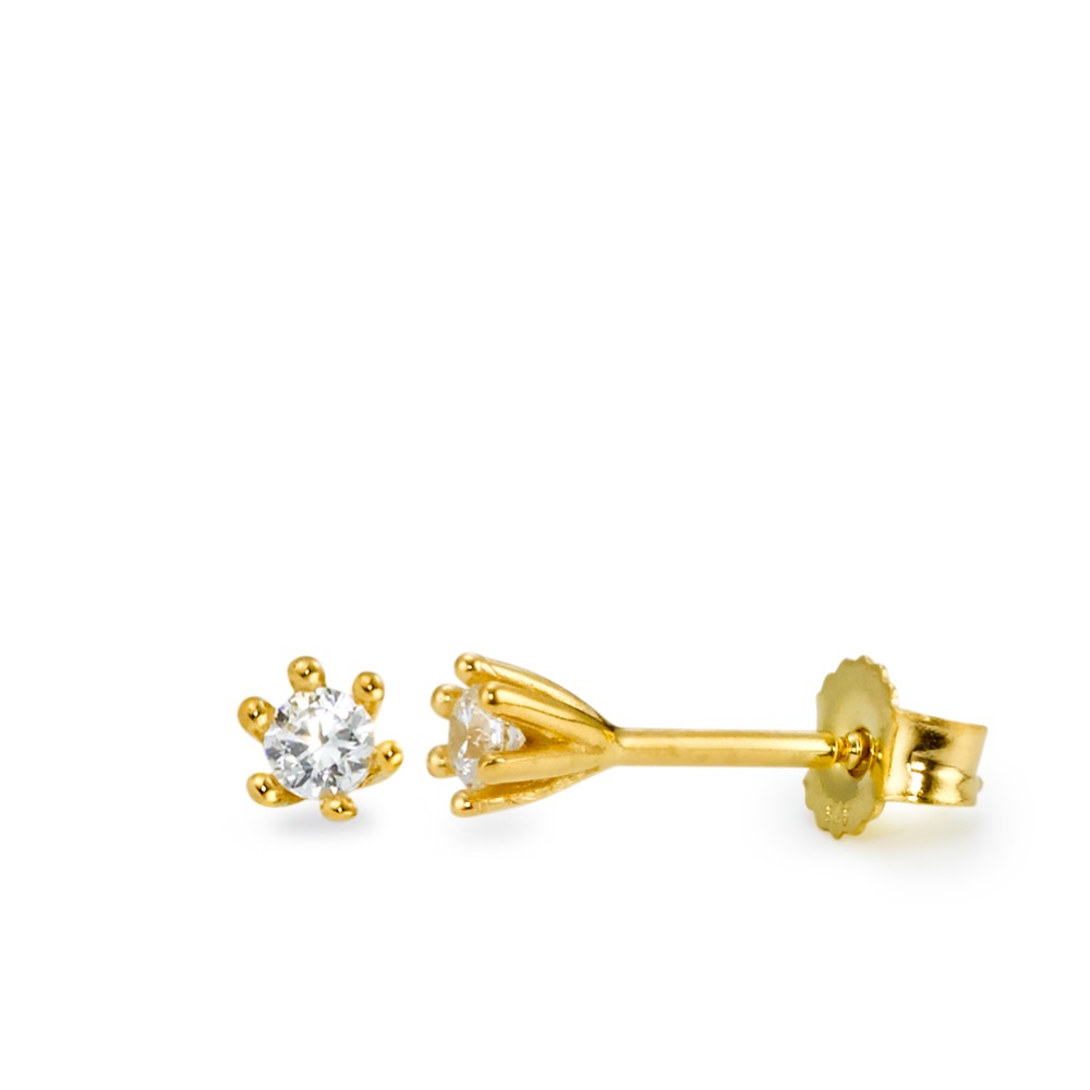 Clous d'oreilles Or jaune 9K Zircone 2 Pierres Ø3 mm-569447
