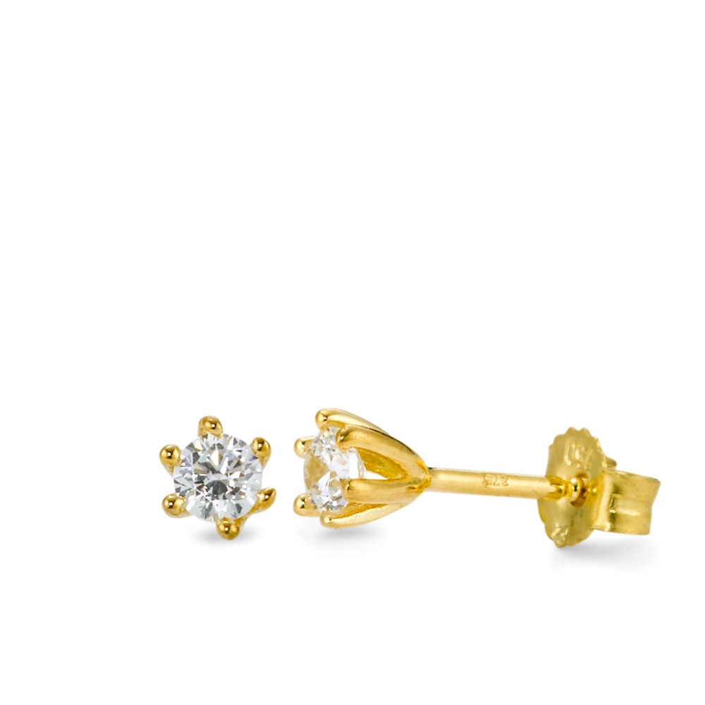 Clous d'oreilles Or jaune 9K Zircone 2 Pierres Ø4 mm-569448