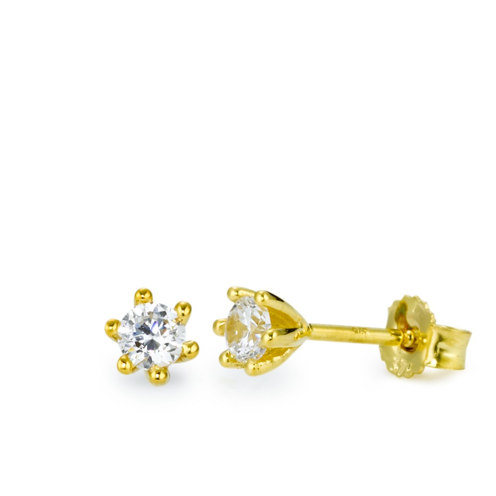 Clous d'oreilles Or jaune 9K Zircone 2 Pierres Ø5 mm-569449