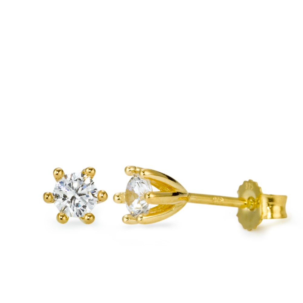 Clous d'oreilles Or jaune 9K Zircone 2 Pierres Ø5 mm-569451