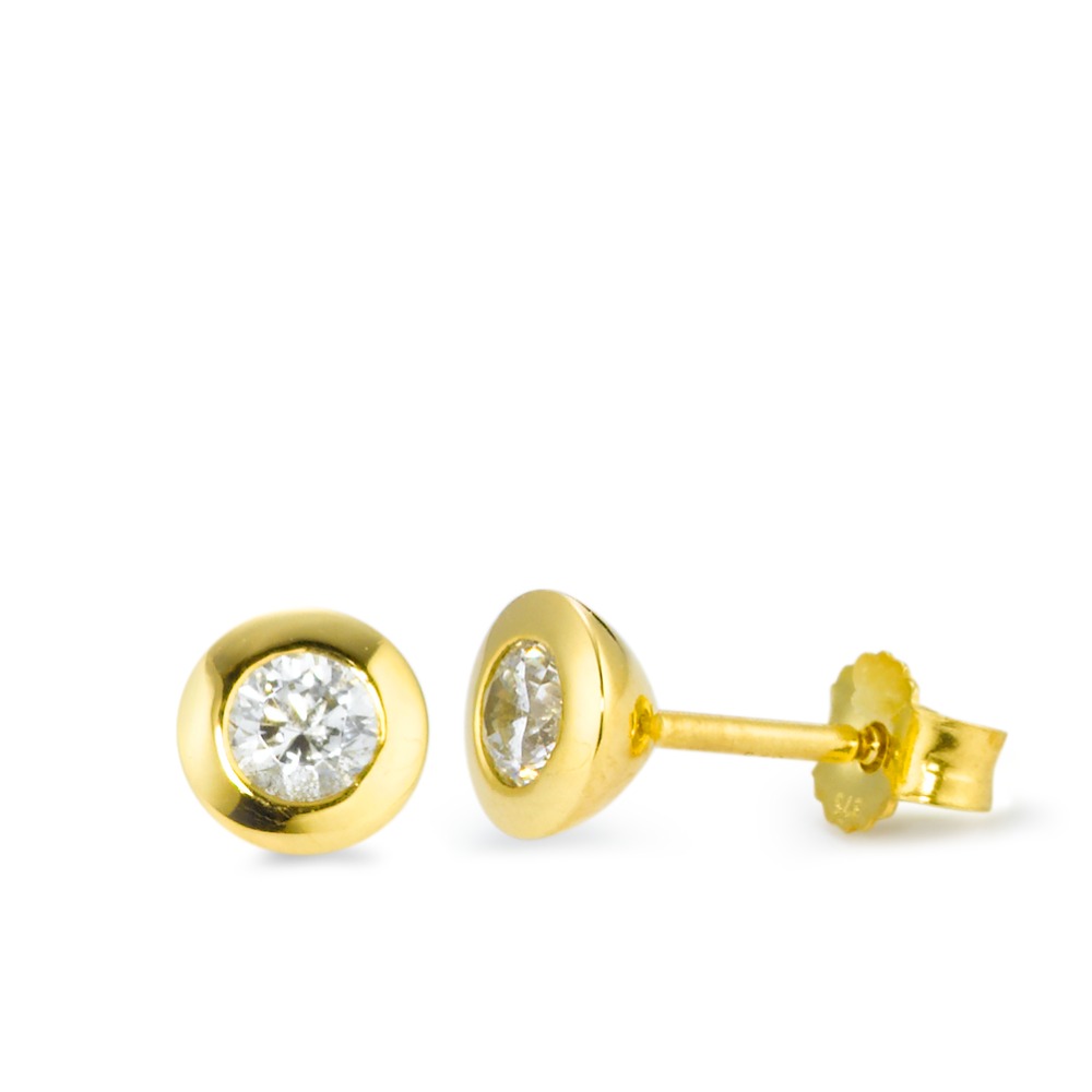 Clous d'oreilles Or jaune 9K Zircone 2 Pierres Ø5.5 mm-569452