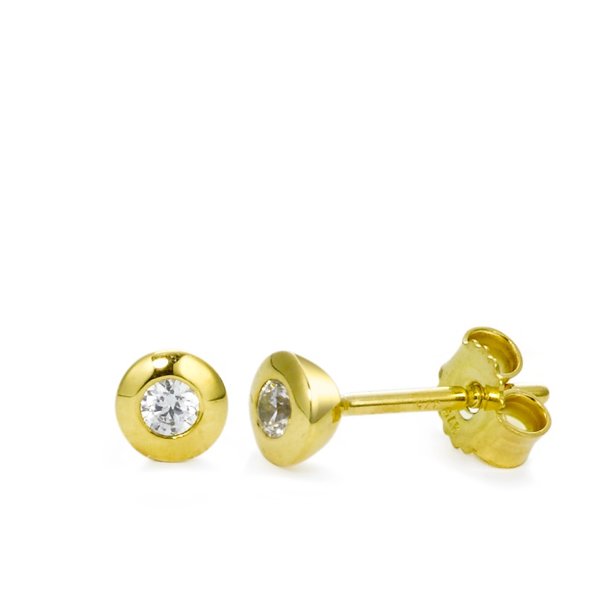 Clous d'oreilles Or jaune 9K Zircone 2 Pierres Ø4 mm-569453