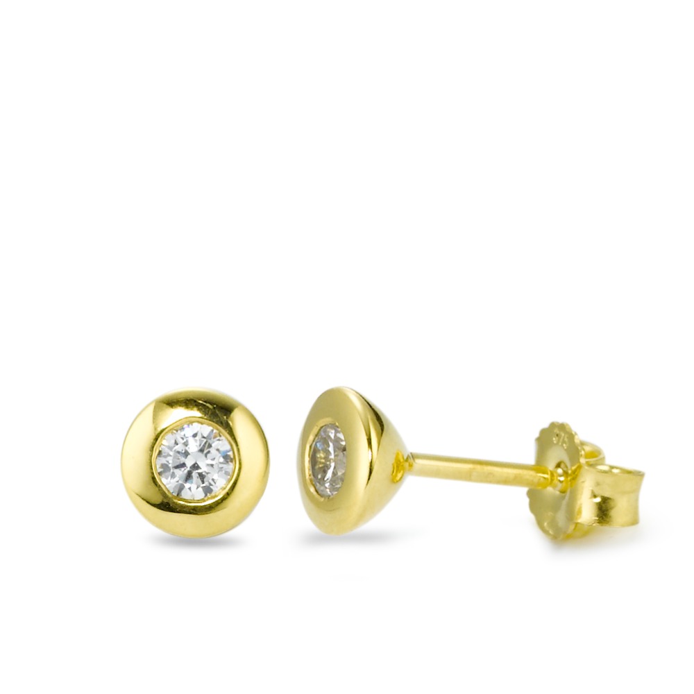 Clous d'oreilles Or jaune 9K Zircone 2 Pierres Ø5.5 mm-569454