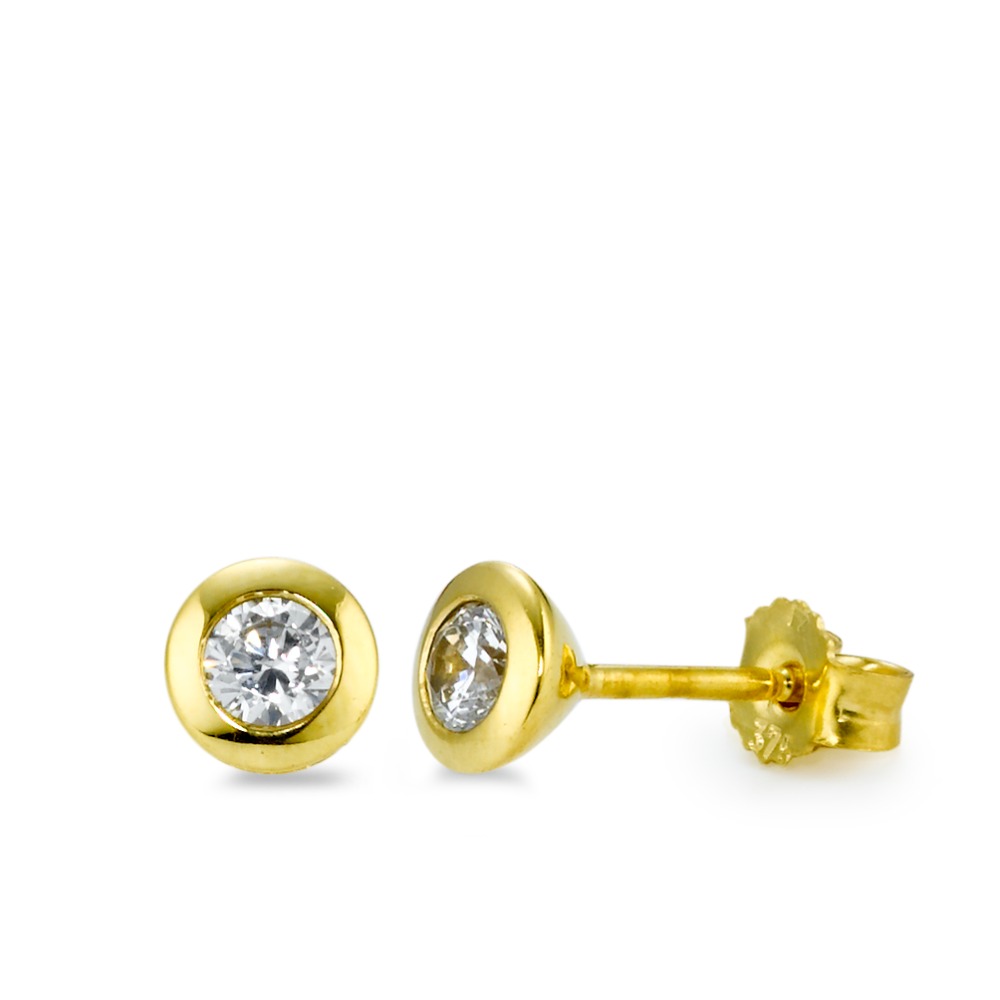 Clous d'oreilles Or jaune 9K Zircone 2 Pierres Ø5 mm-569455