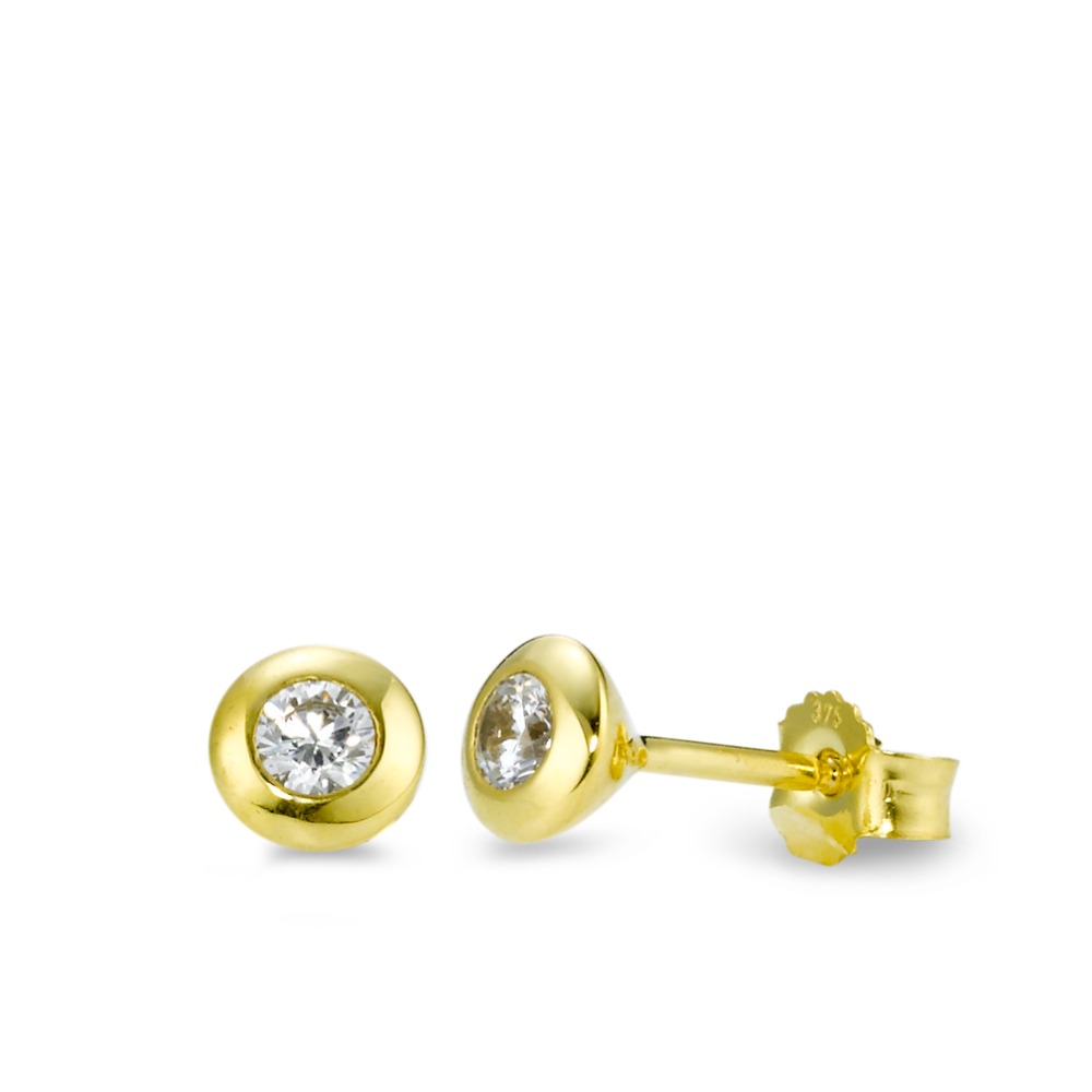 Clous d'oreilles Or jaune 9K Zircone 2 Pierres Ø5 mm-569456