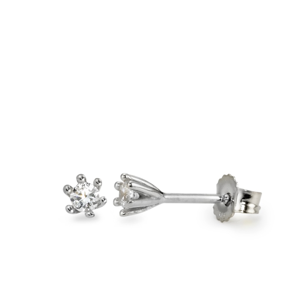 Clous d'oreilles Or blanc 9K Zircone 2 Pierres Ø3 mm-569457