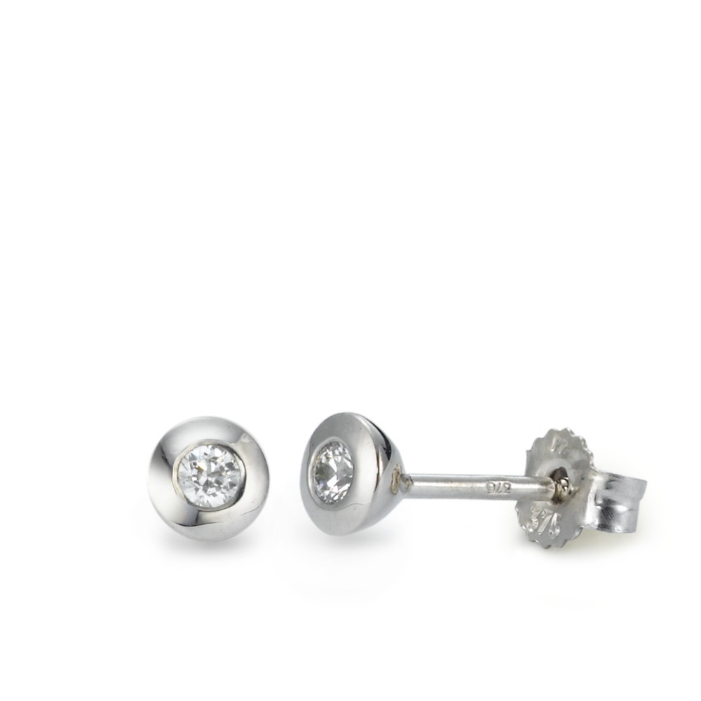 Clous d'oreilles Or blanc 9K Zircone 2 Pierres Ø4 mm-569462