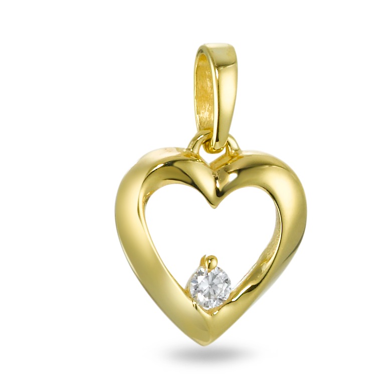 Pendentif Or jaune 9K Zircone Coeur Ø10 mm-569469