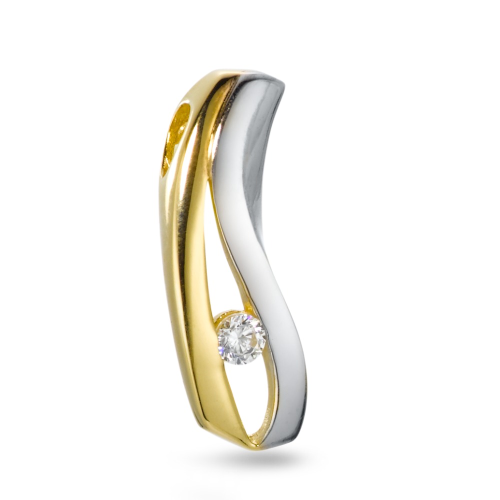 Pendentif Or jaune 9K Zircone Bicolore-569475