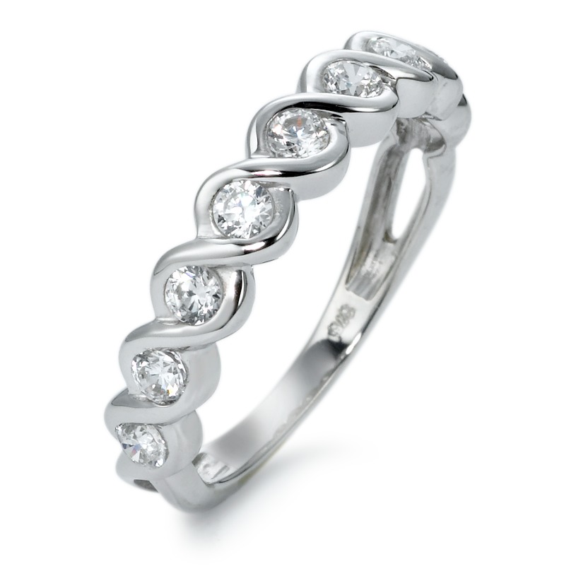 Bague Or blanc 9K Zircone 9 Pierres-569481
