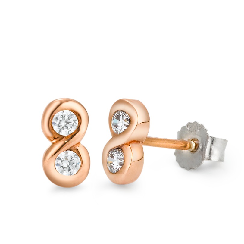 Clous d'oreilles Or rose 9K Zircone 2 Pierres-569483