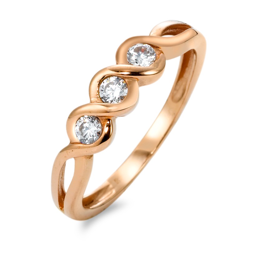 Bague Or rose 9K Zircone 3 Pierres-569484