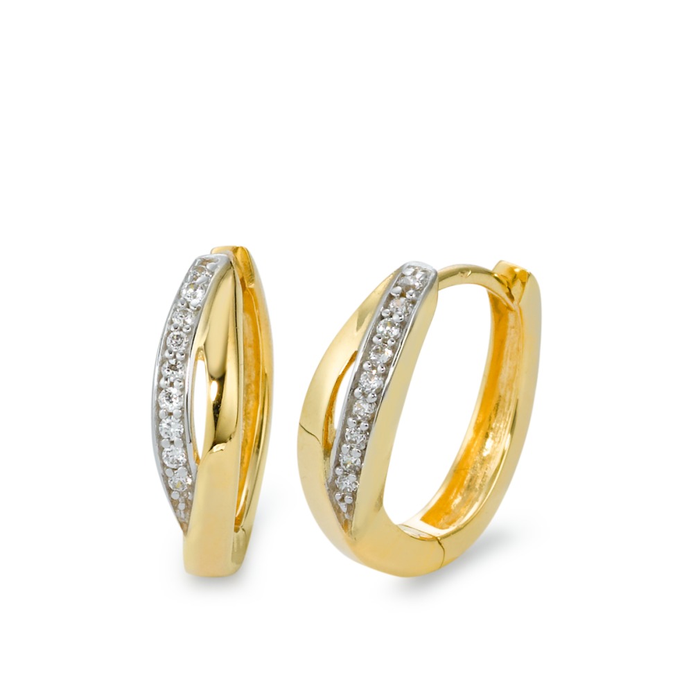 Créoles à charnières Or jaune 9K, Or blanc 9K Zircone-569491