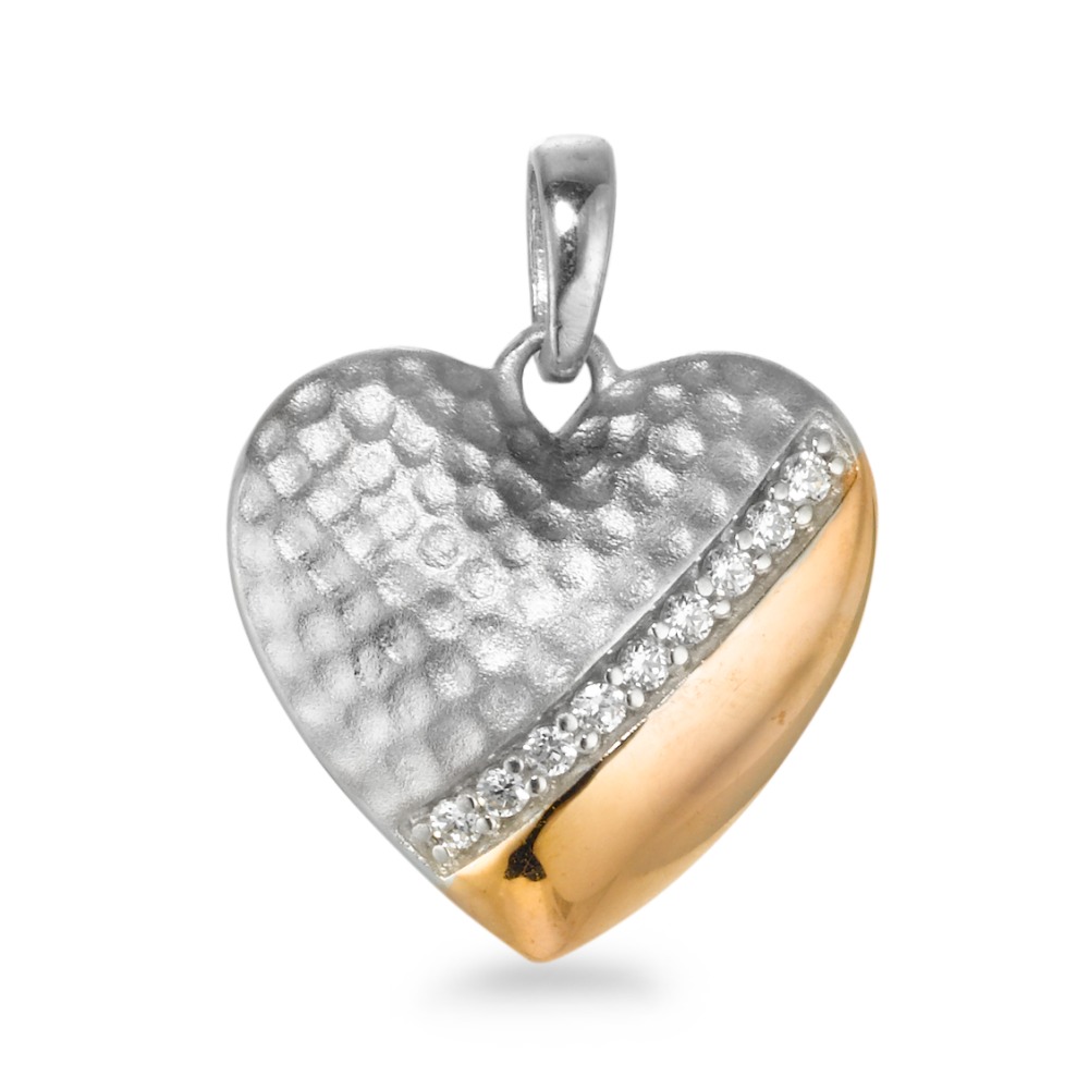 Pendentif Or blanc 9K, Or rouge 9K Zircone 9 Pierres Coeur Ø15 mm-569499