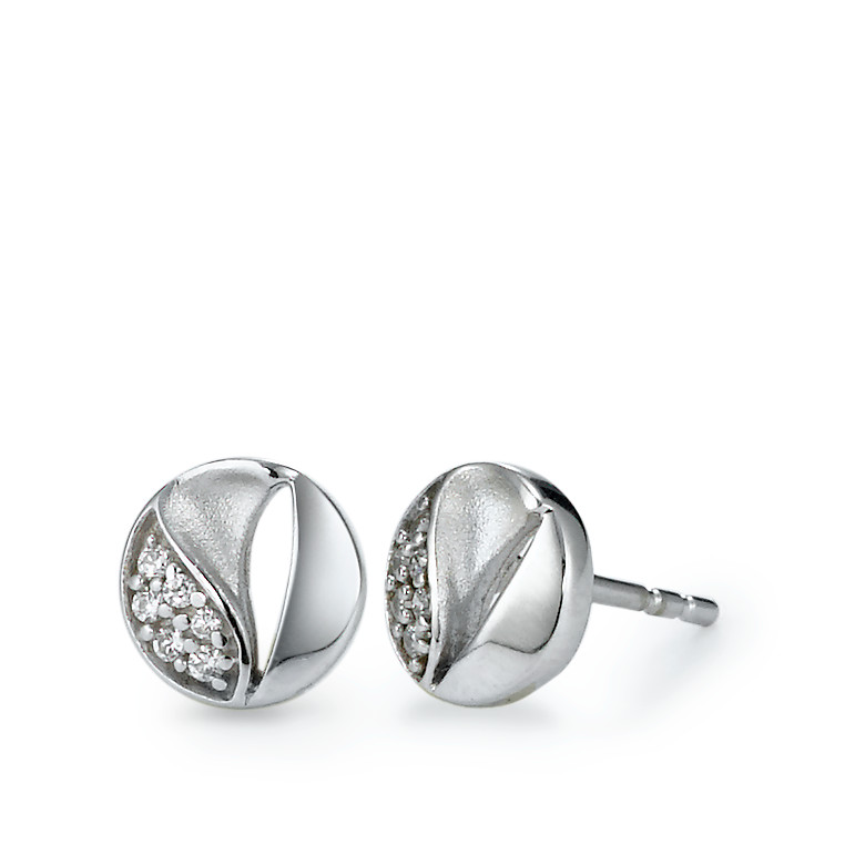 Clous d'oreilles Or blanc 9K Zircone Ø7 mm-569508