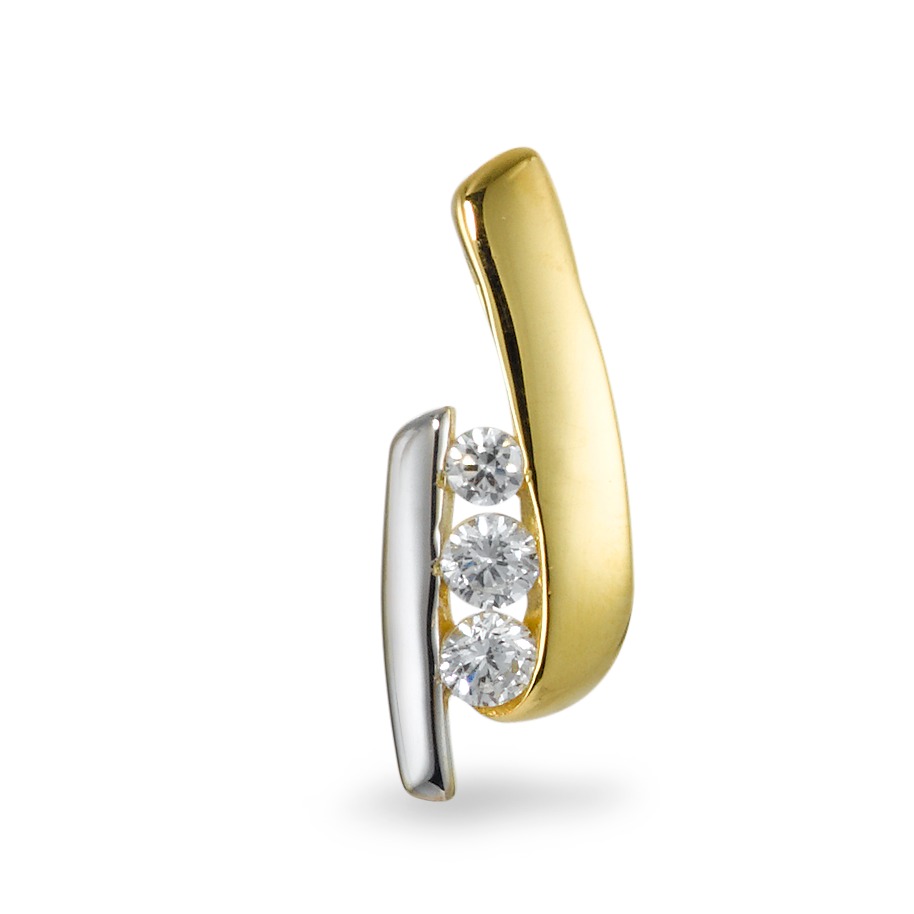 Pendentif Or jaune 9K, Or blanc 9K Zircone 3 Pierres-569528