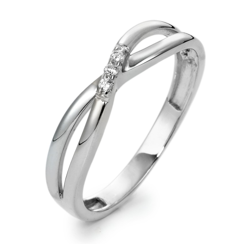 Bague Or blanc 9K Zircone 3 Pierres-569535