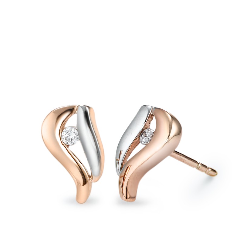 Clous d'oreilles Or rose 9K Zircone 2 Pierres-569539