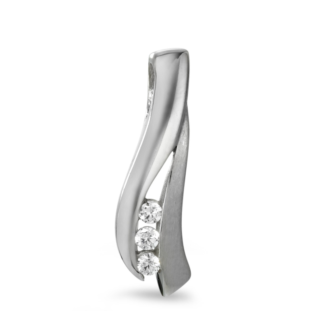 Pendentif Or blanc 9K Zircone 3 Pierres-569545