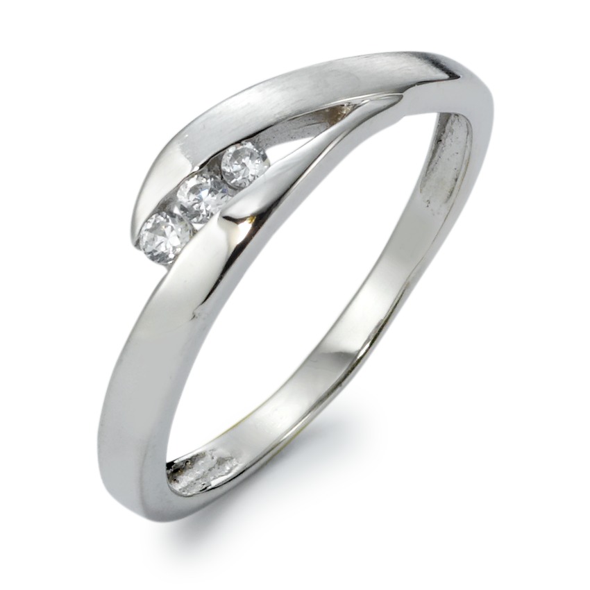 Bague Or blanc 9K Zircone 3 Pierres-569549