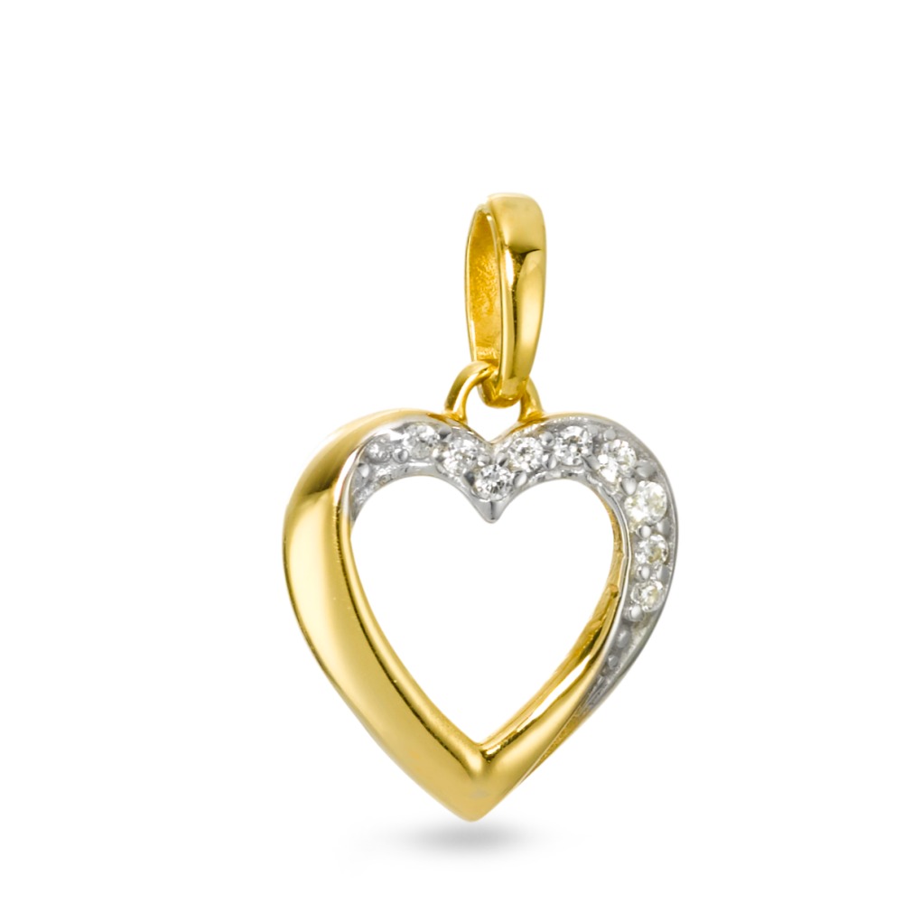 Pendentif Or jaune 9K Zircone 9 Pierres Coeur-569551