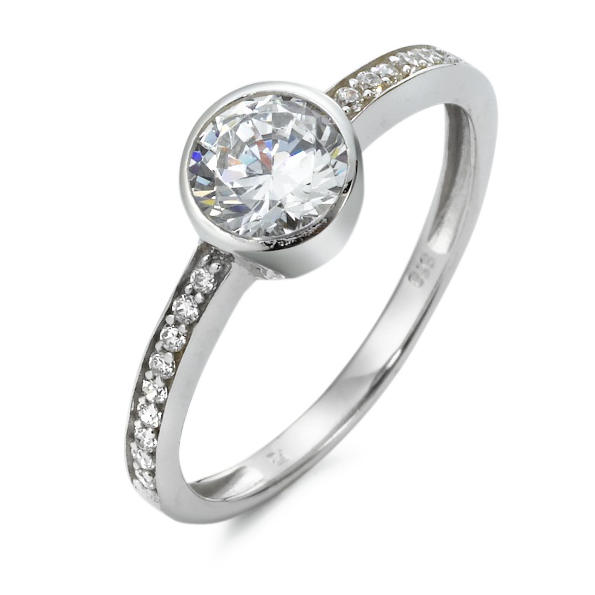 Bague Or blanc 9K Zircone 19 Pierres-569556