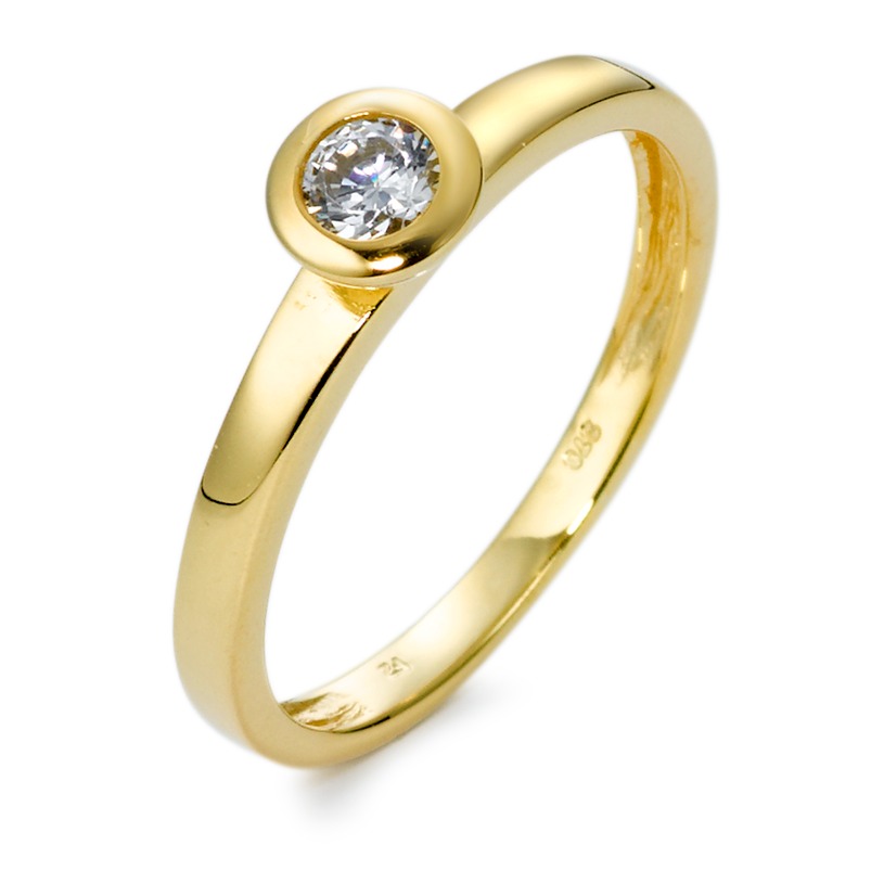 Bague solitaire Or jaune 9K Zircone Ø5 mm-569582