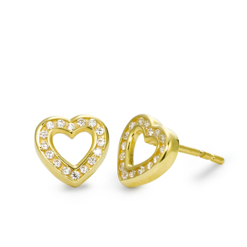 Clous d'oreilles Or jaune 9K Zircone Coeur Ø8 mm-569586
