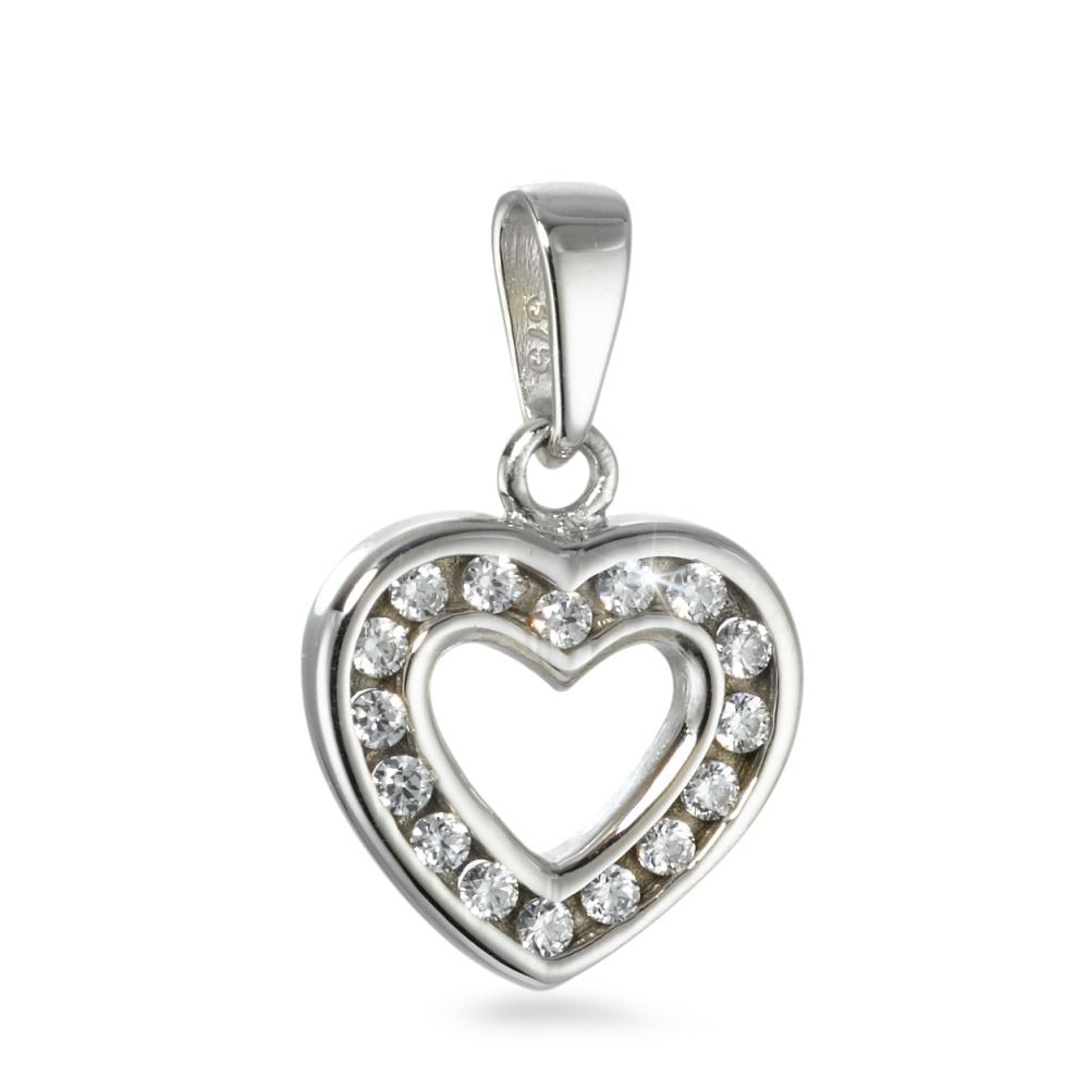 Anhänger 375/9 K Weissgold Zirkonia 16 Steine Herz Ø12 mm-569616