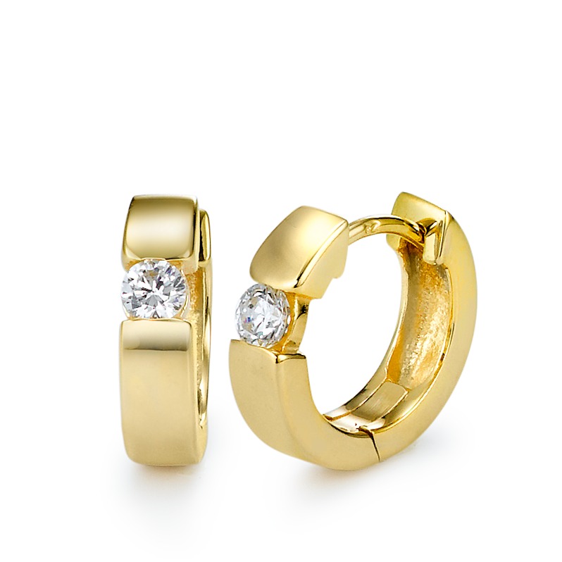 Créoles à charnières Or jaune 9K Zircone 2 Pierres-569621