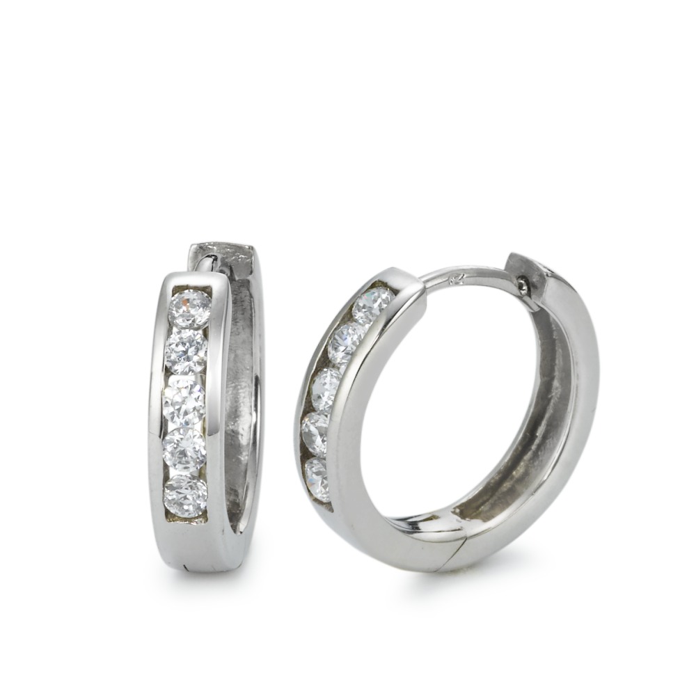 Créoles à charnières Or blanc 9K Zircone 10 Pierres-569624