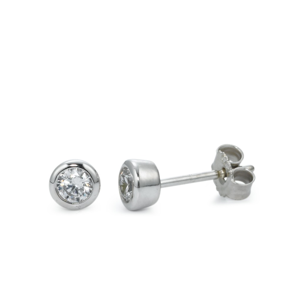 Clous d'oreilles Or blanc 9K Zircone 2 Pierres Ø4.5 mm-569634