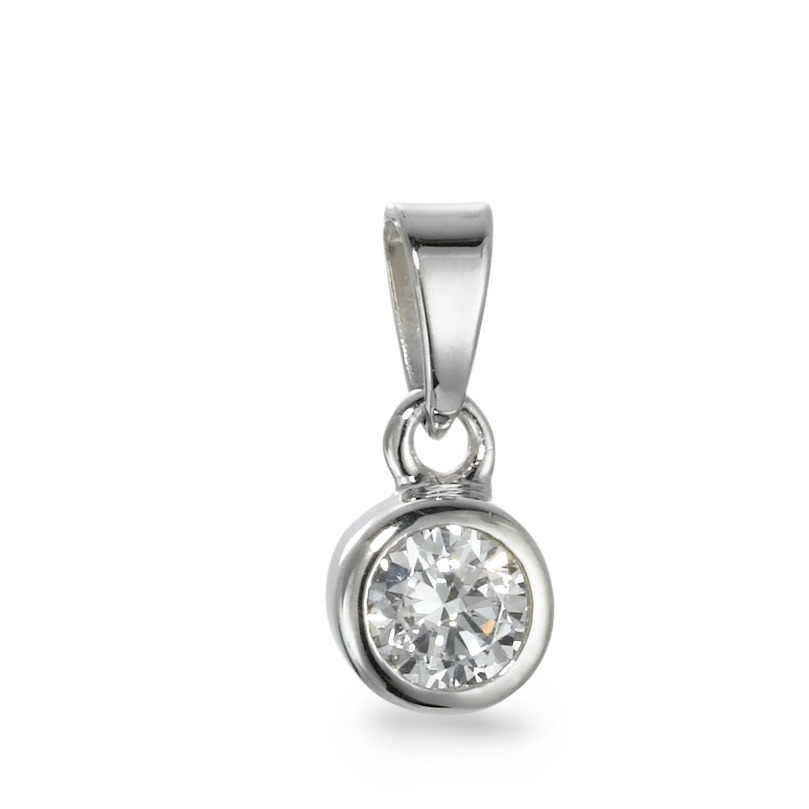 Pendentif Or blanc 9K Zircone Ø5 mm-569635