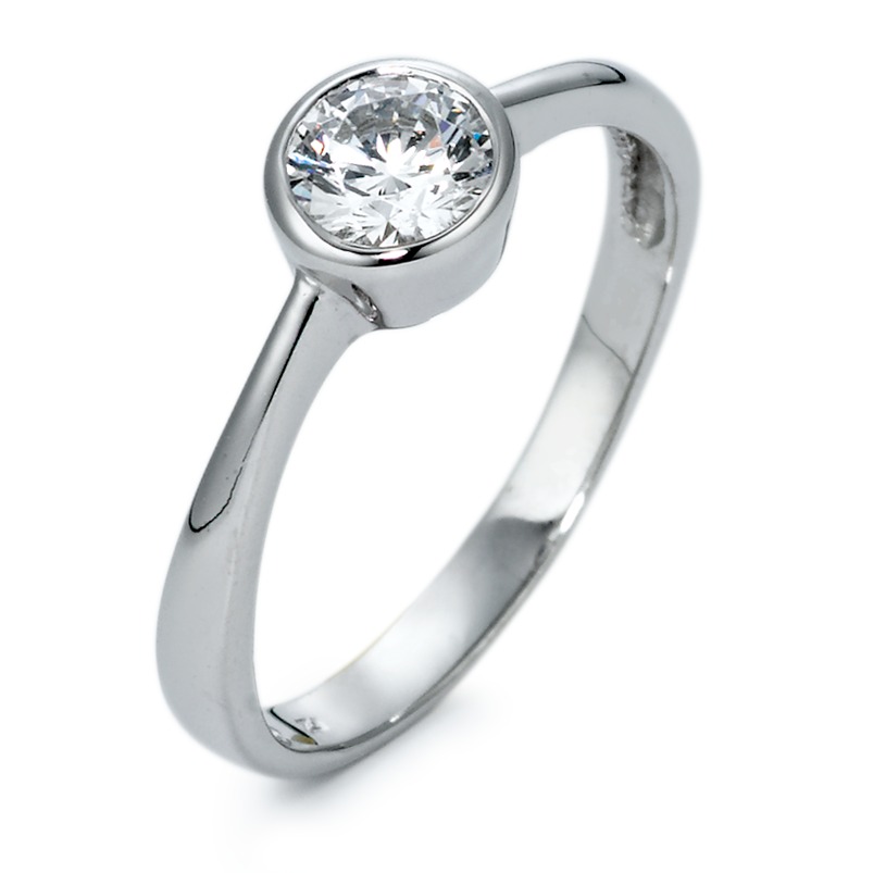 Bague Or blanc 9K Zircone Ø6 mm-569636