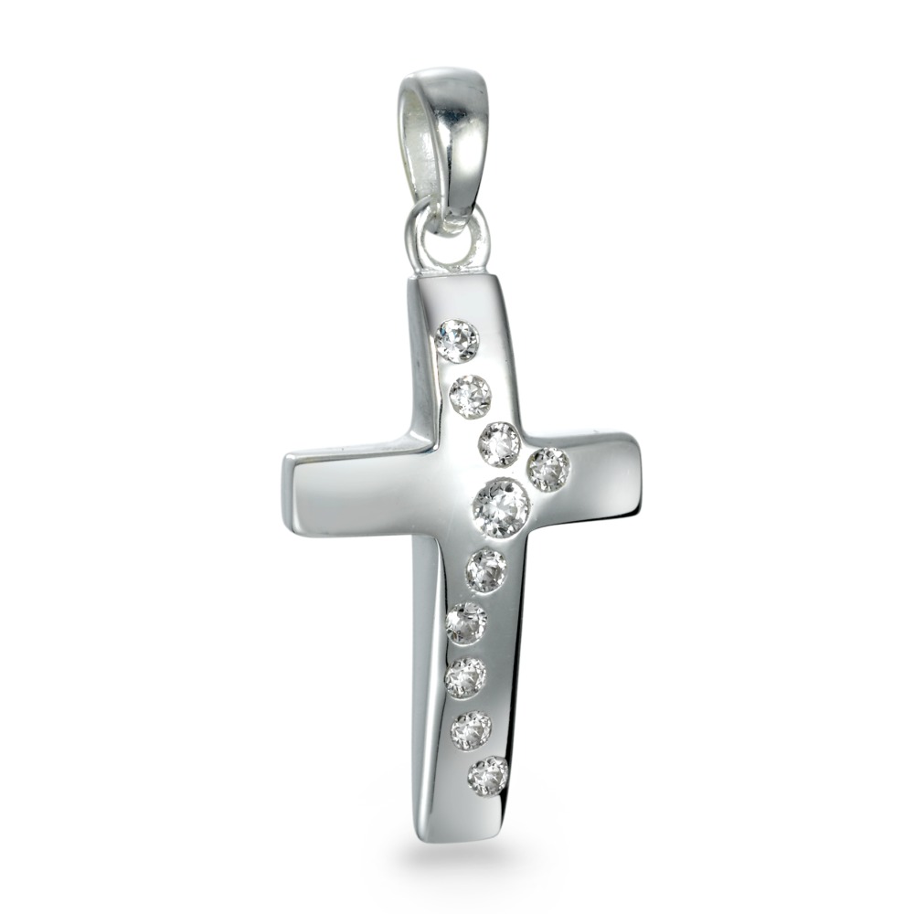 Pendentif Argent Zircone 10 Pierres Rhodié Croix-569669