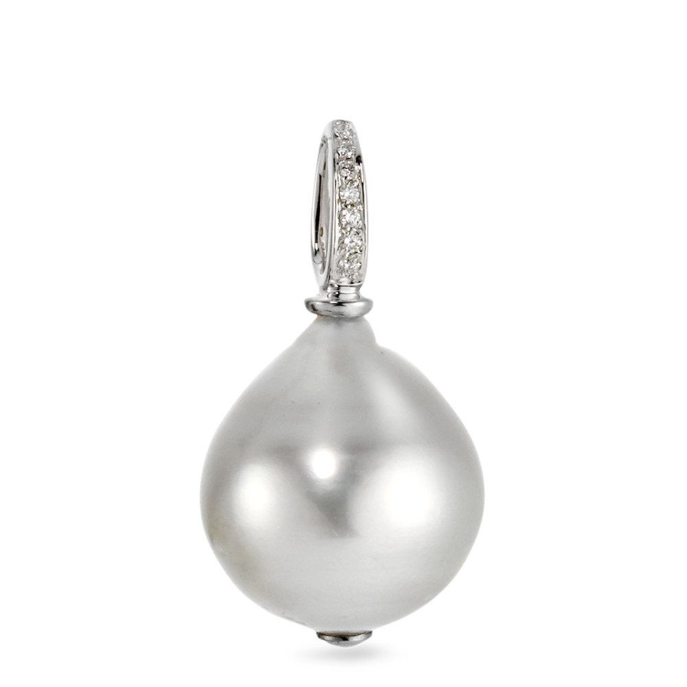 Pendentif Or blanc 18K Diamant 0.03 ct, 7 Pierres, w-si perle de Tahiti, 7 Perles, 11 mm-569834