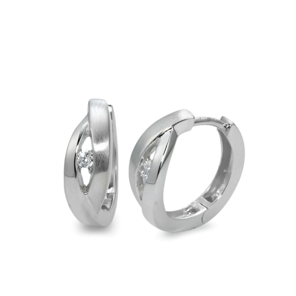 Créoles à charnières Argent Zircone 2 Pierres Rhodié-569993