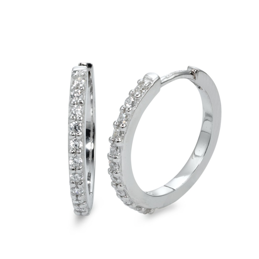 Créoles à charnières Argent Zircone 11 Pierres Rhodié-570005