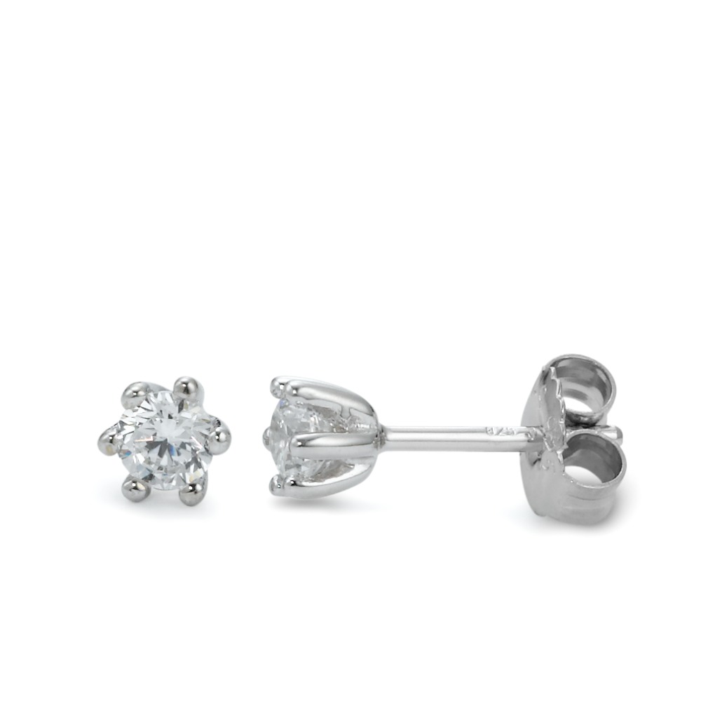 Clous d'oreilles Argent Zircone 2 Pierres Rhodié Ø5 mm-570020