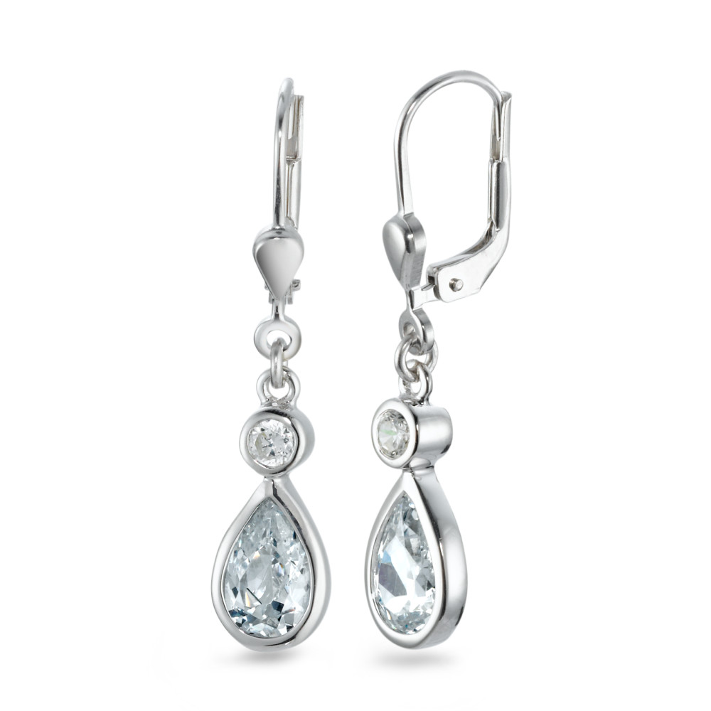 Pendant d'oreilles Argent Zircone 4 Pierres Rhodié-570022