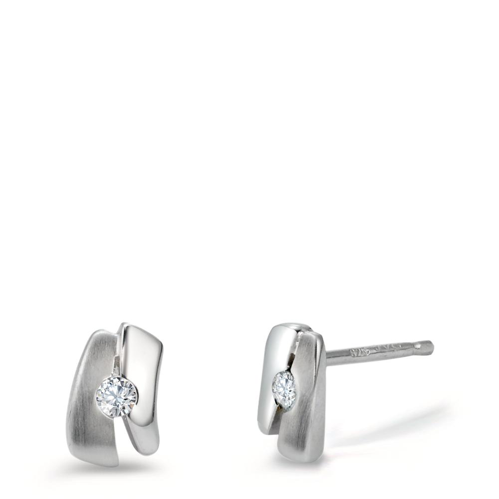 Clous d'oreilles Argent Zircone 2 Pierres Rhodié-570050