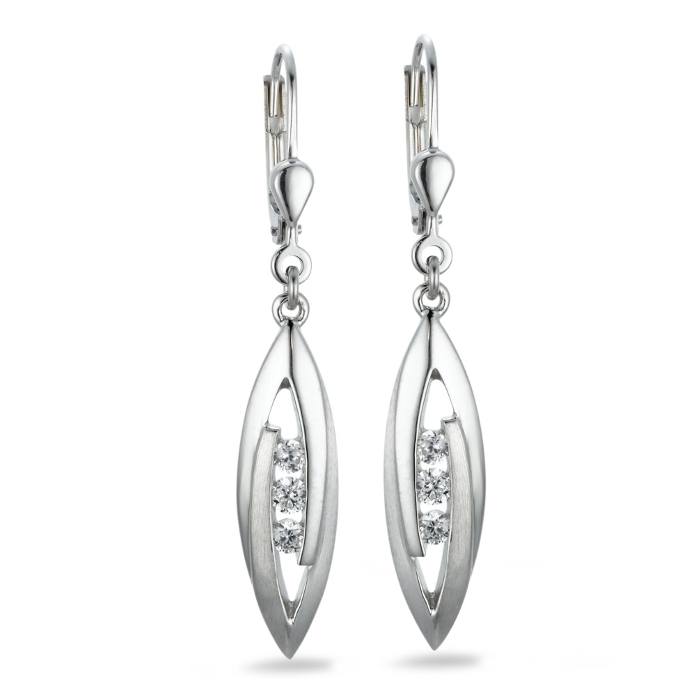 Pendant d'oreilles Argent Zircone 6 Pierres Rhodié-570055
