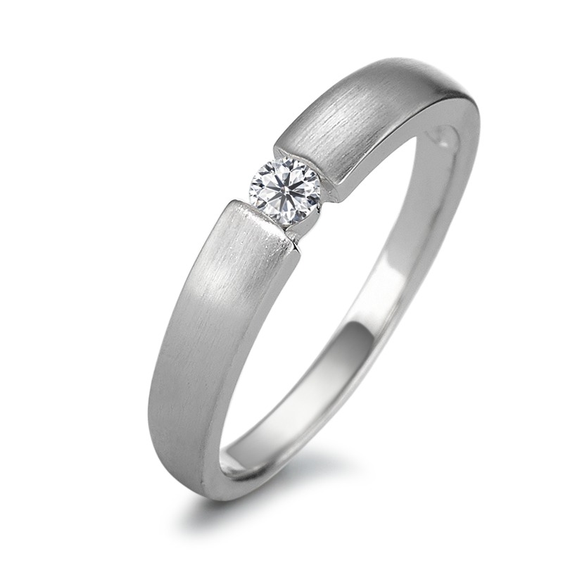 Bague solitaire Argent Zircone Rhodié-570113