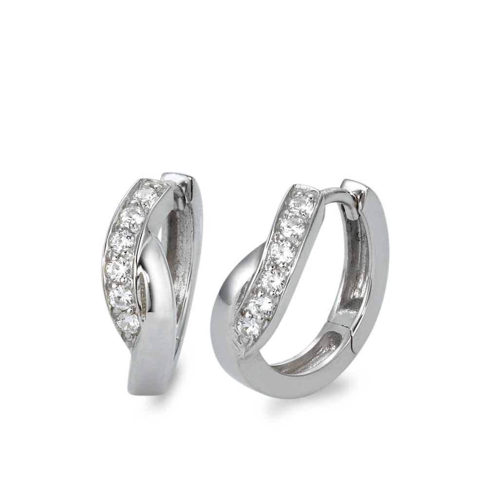 Créoles à charnières Or blanc 9K Zircone 12 Pierres-570121