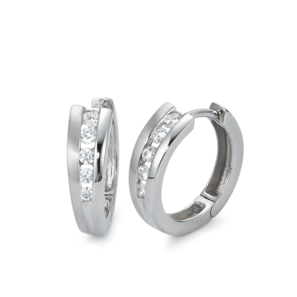 Créoles à charnières Or blanc 9K Zircone 10 Pierres-570122