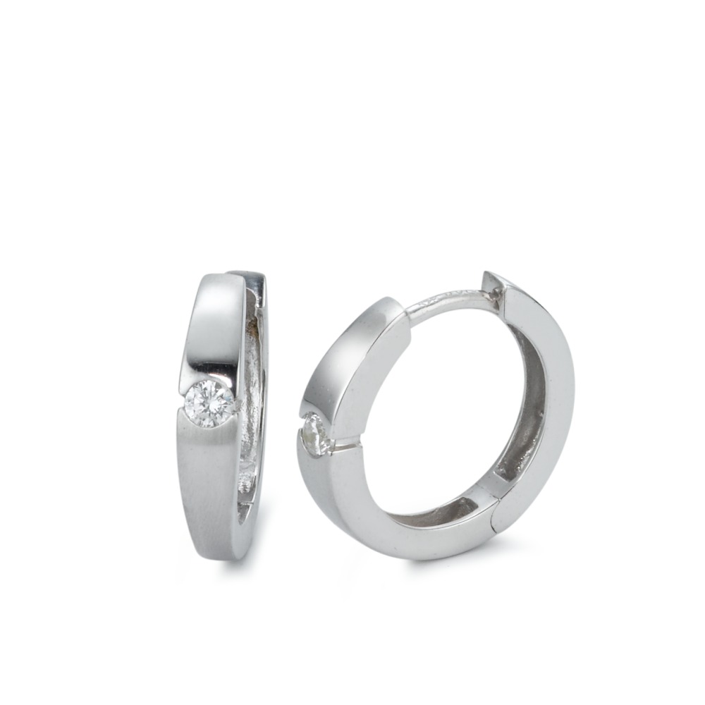 Créoles à charnières Or blanc 9K Zircone 2 Pierres-570123