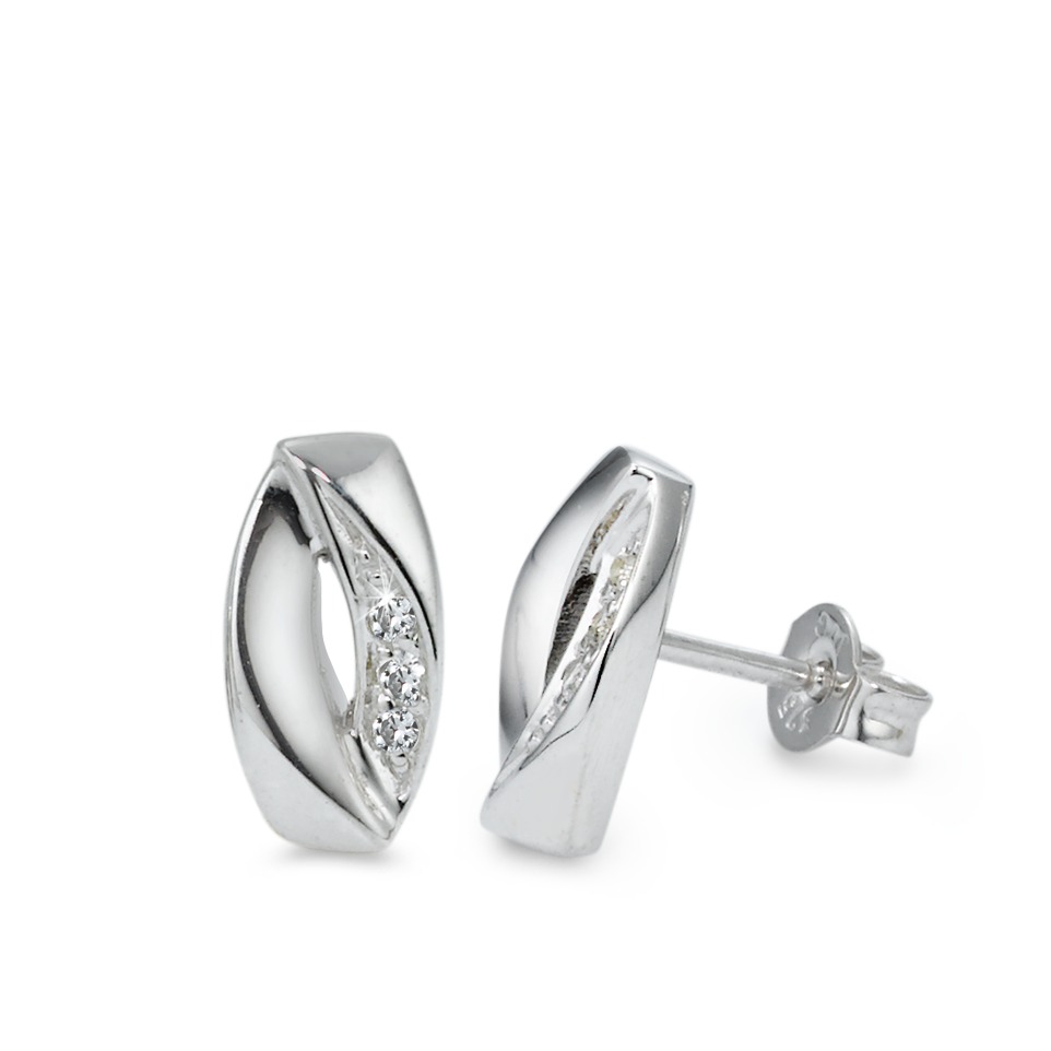 Clous d'oreilles Or blanc 9K Zircone 6 Pierres-570126