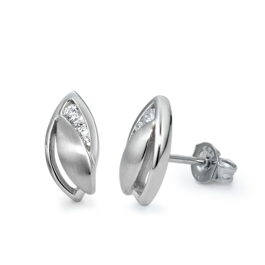 Clous d'oreilles Or blanc 9K Zircone 6 Pierres-570127