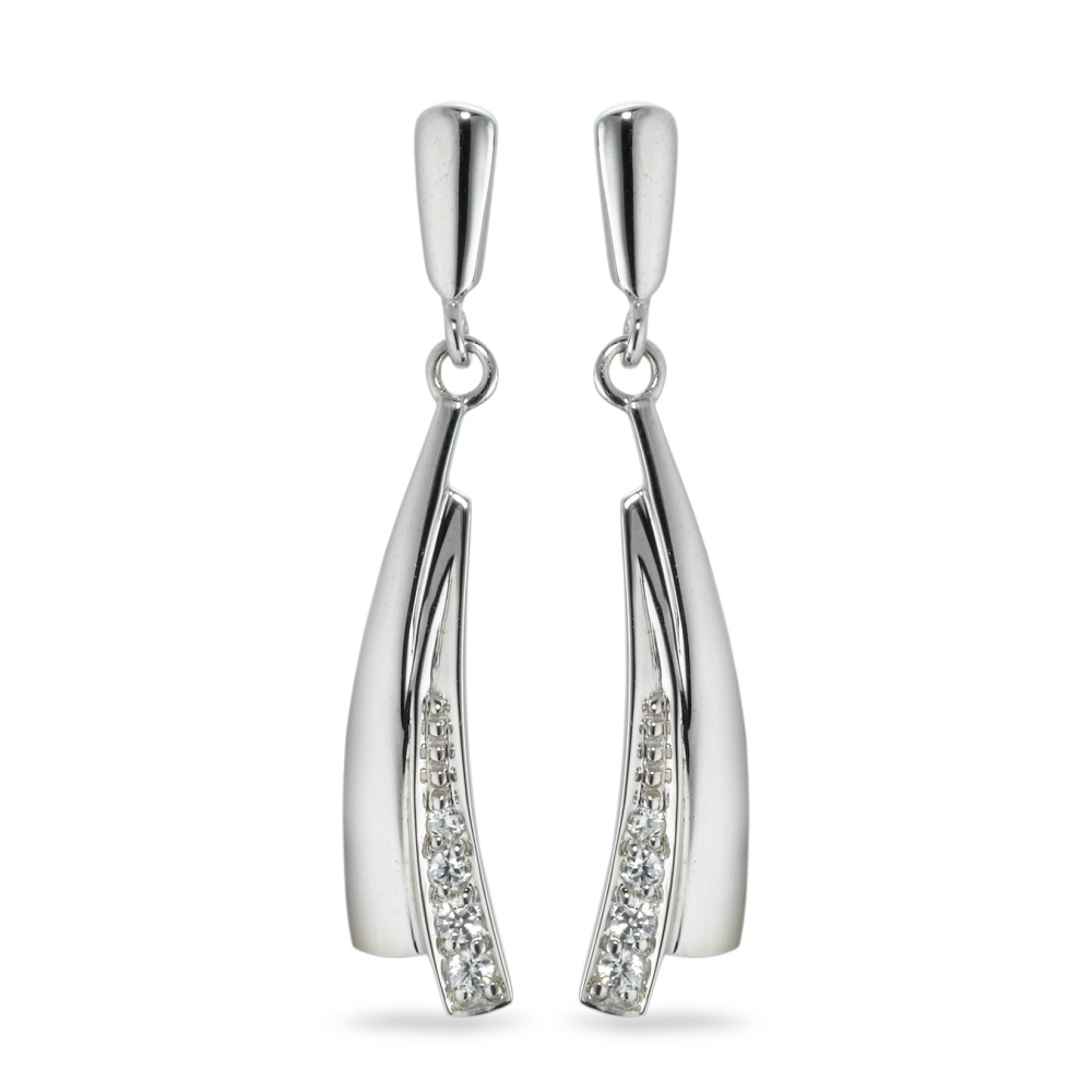 Pendant d'oreilles Or blanc 9K Zircone 8 Pierres-570130